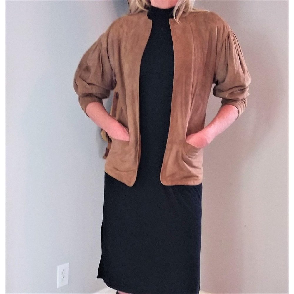 Vintage Brown Suede Blazer Womens Fully Lined - Picture 5 of 8